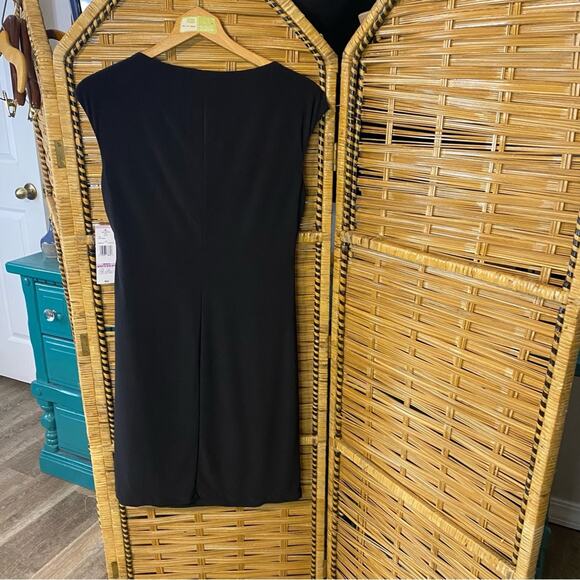 Evan Picone Black Sheath knee length faux wrap dress NWT size 6 - Picture 11 of 12